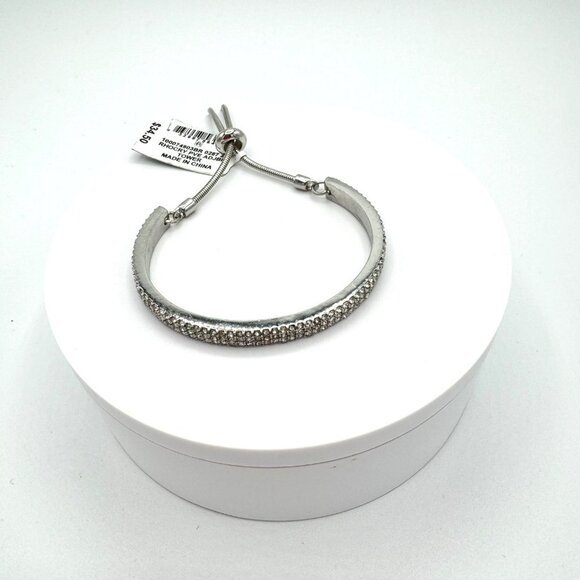 Alfani Pave Curved Bar Slider Bracelet in Silver-tone MSRP $35 NWT - Picture 2 of 5